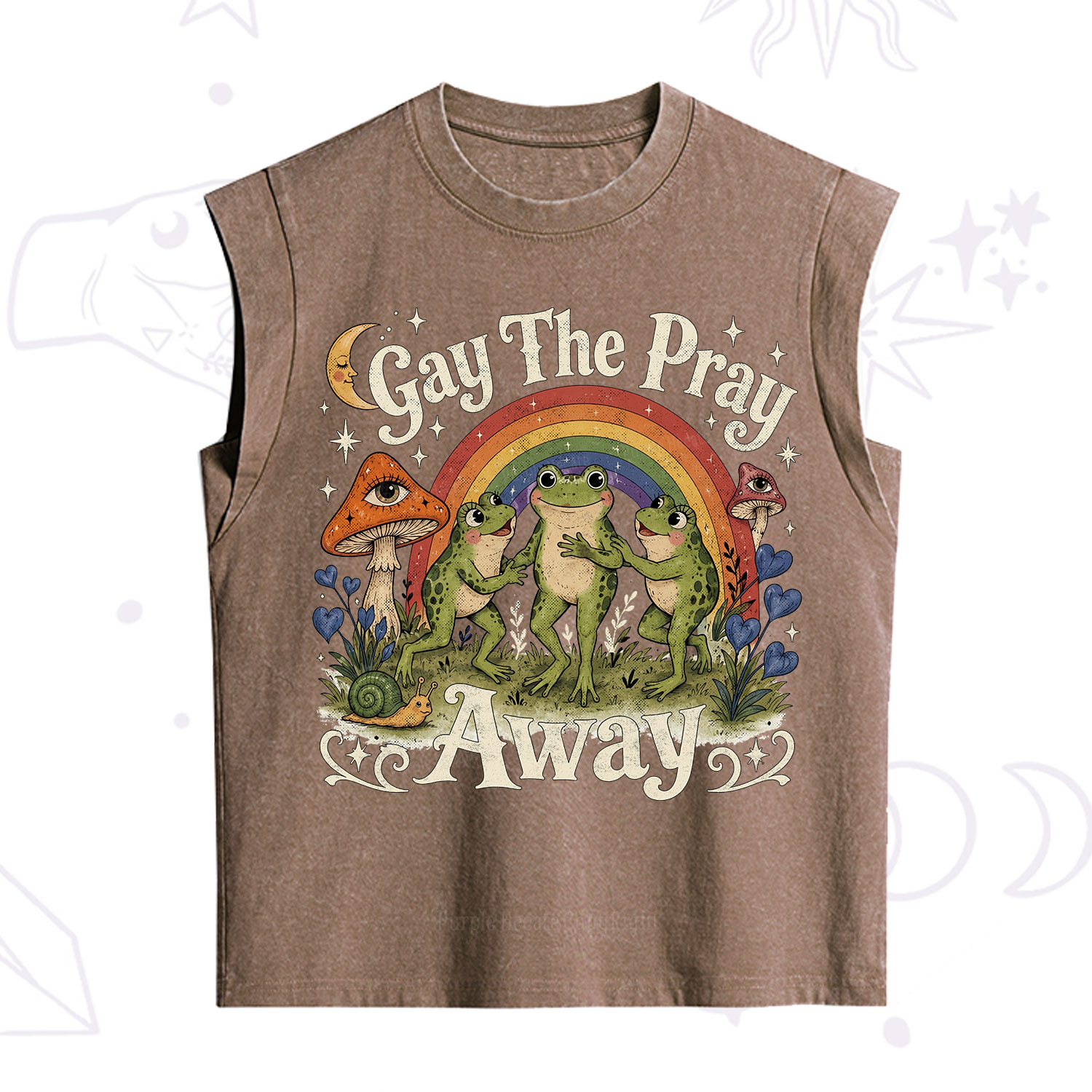 Purplehecate Gay The Pray Away Frog Pride Vintage Washed Tank
