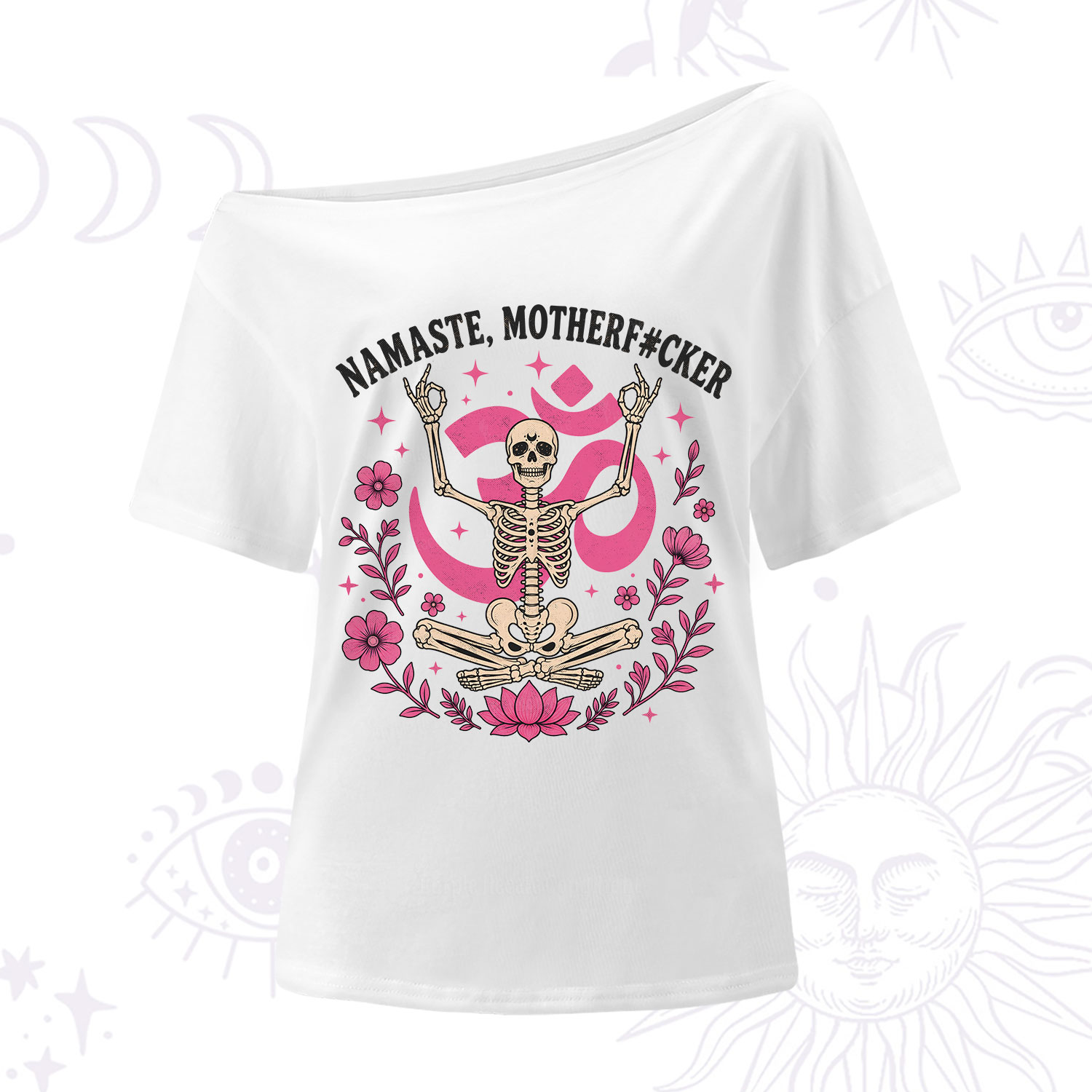Purplehecate Namaste Motherf*cker Skeleton One Shoulder T-Shirt
