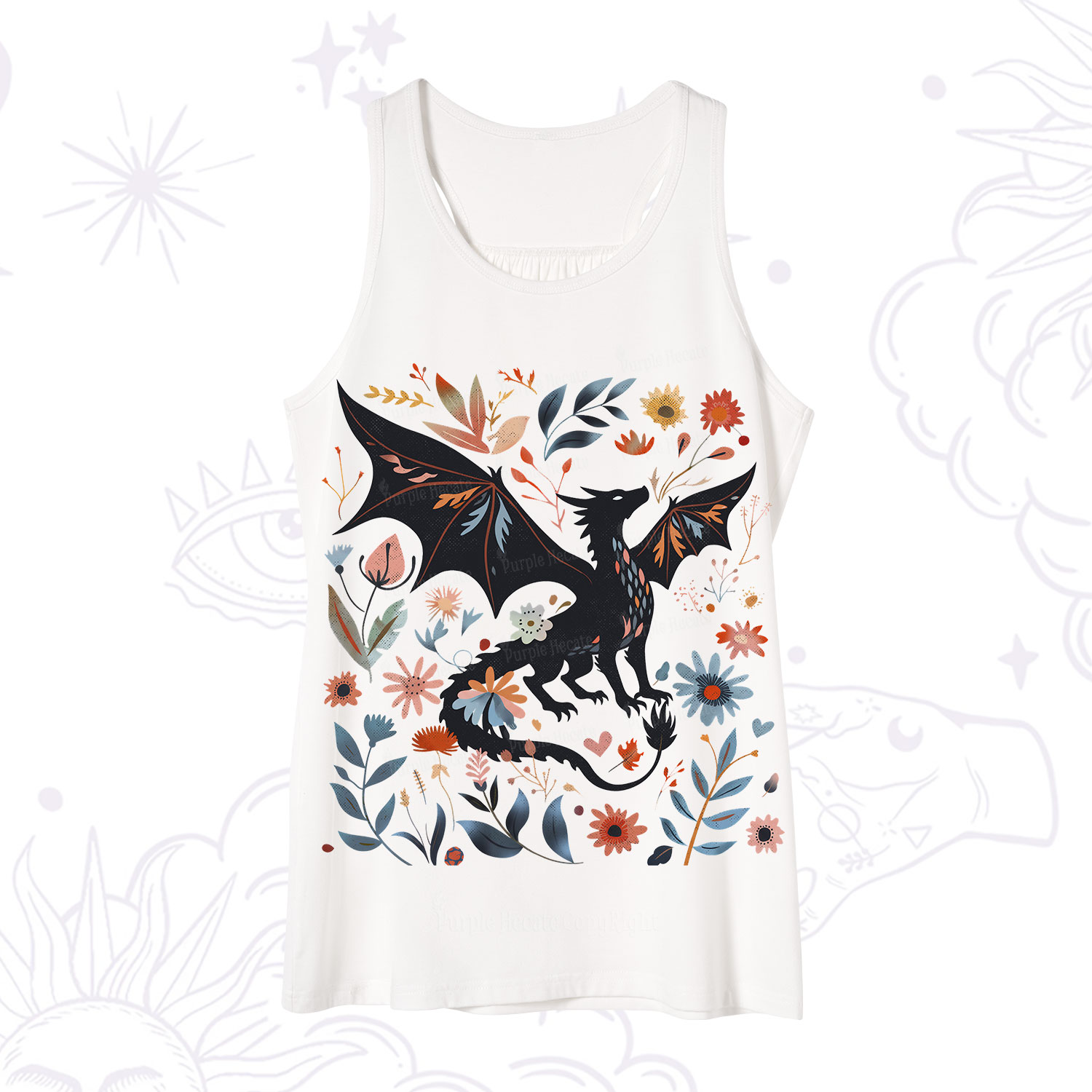 Purplehecate Vintage Fantasy Wyvern Bookish Tank