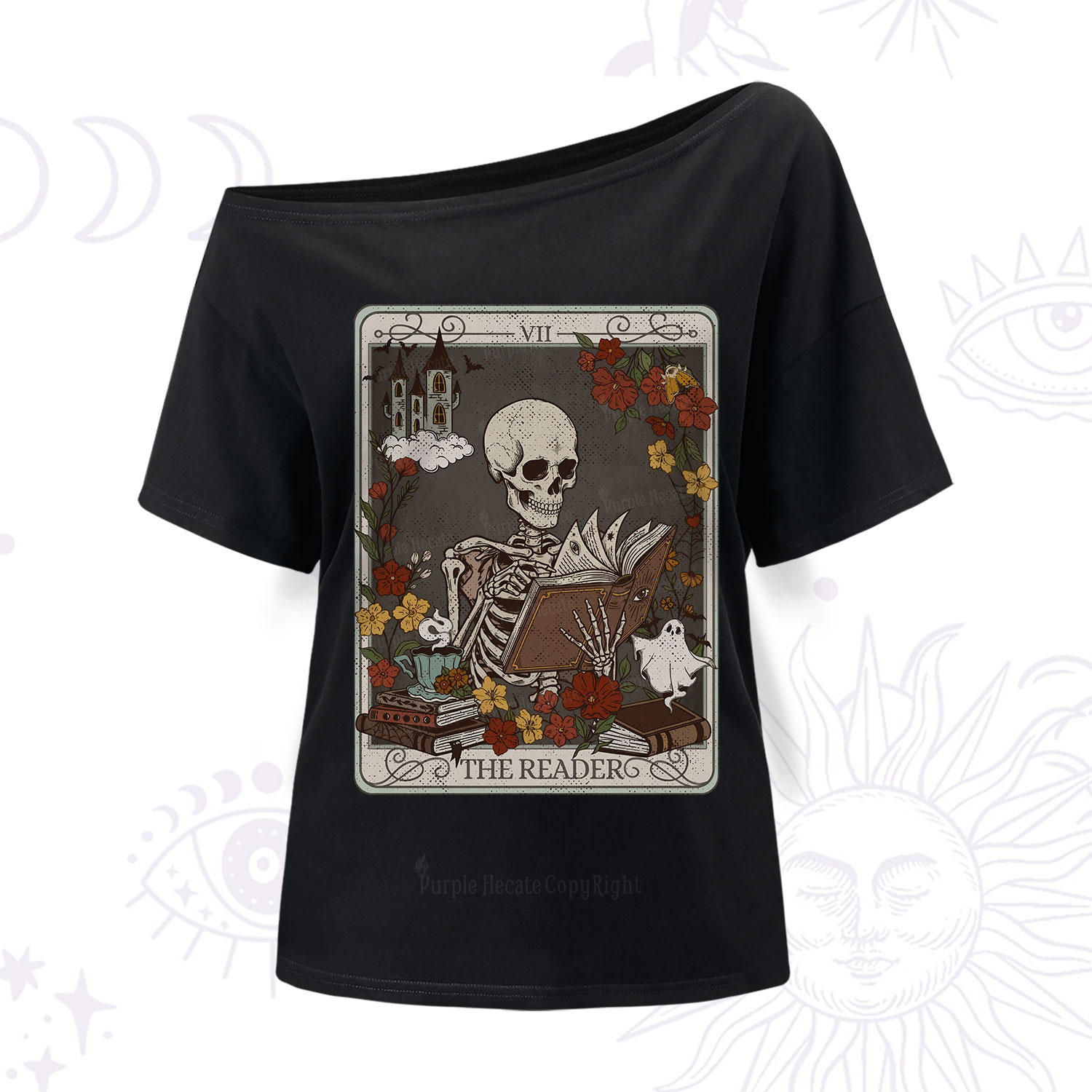 Purplehecate The Reader Tarot Card One Shoulder T-Shirt
