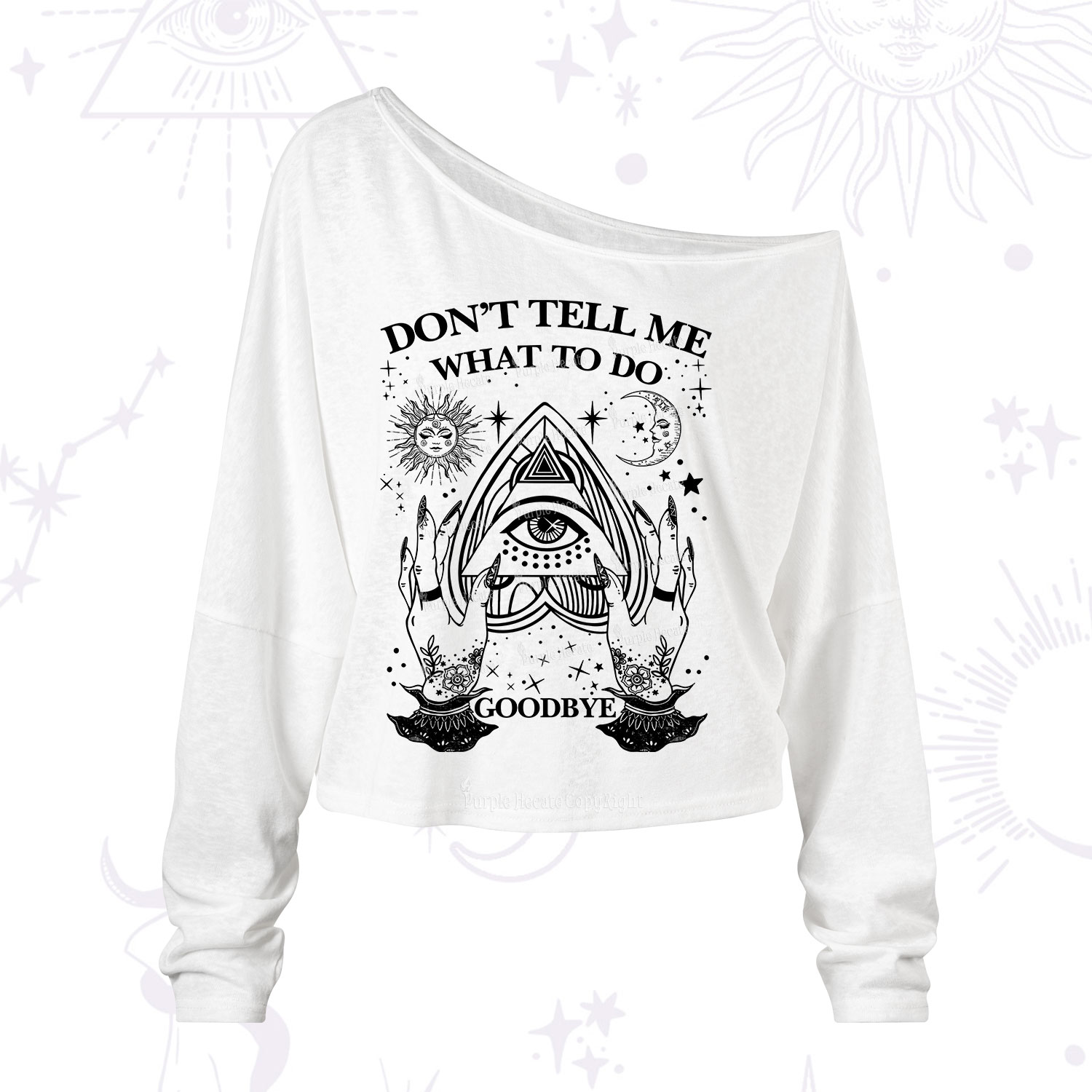 Purplehecate Don't Tell Me What To Do Witch Planchette Eye One Shoulder Long Sleeve Shirt