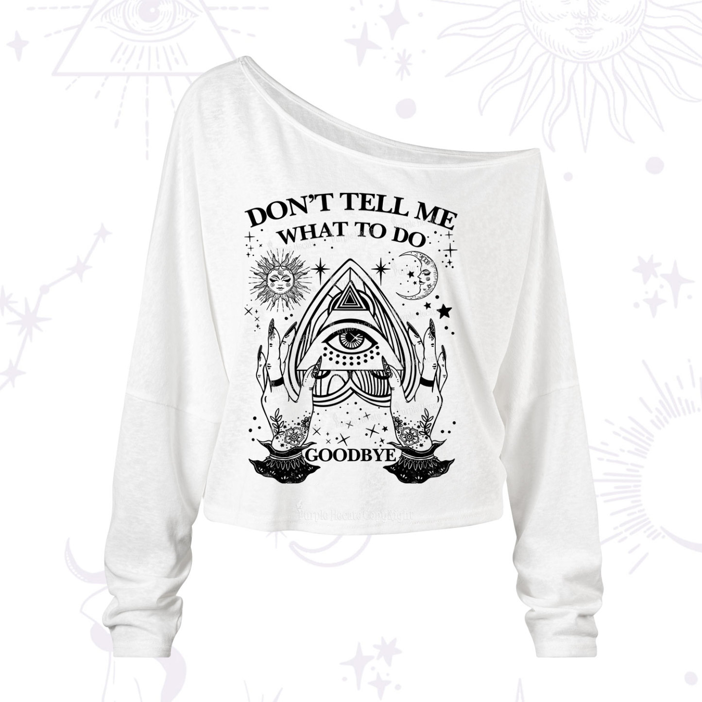 Purplehecate Don't Tell Me What To Do Witch Planchette Eye One Shoulder Long Sleeve Shirt