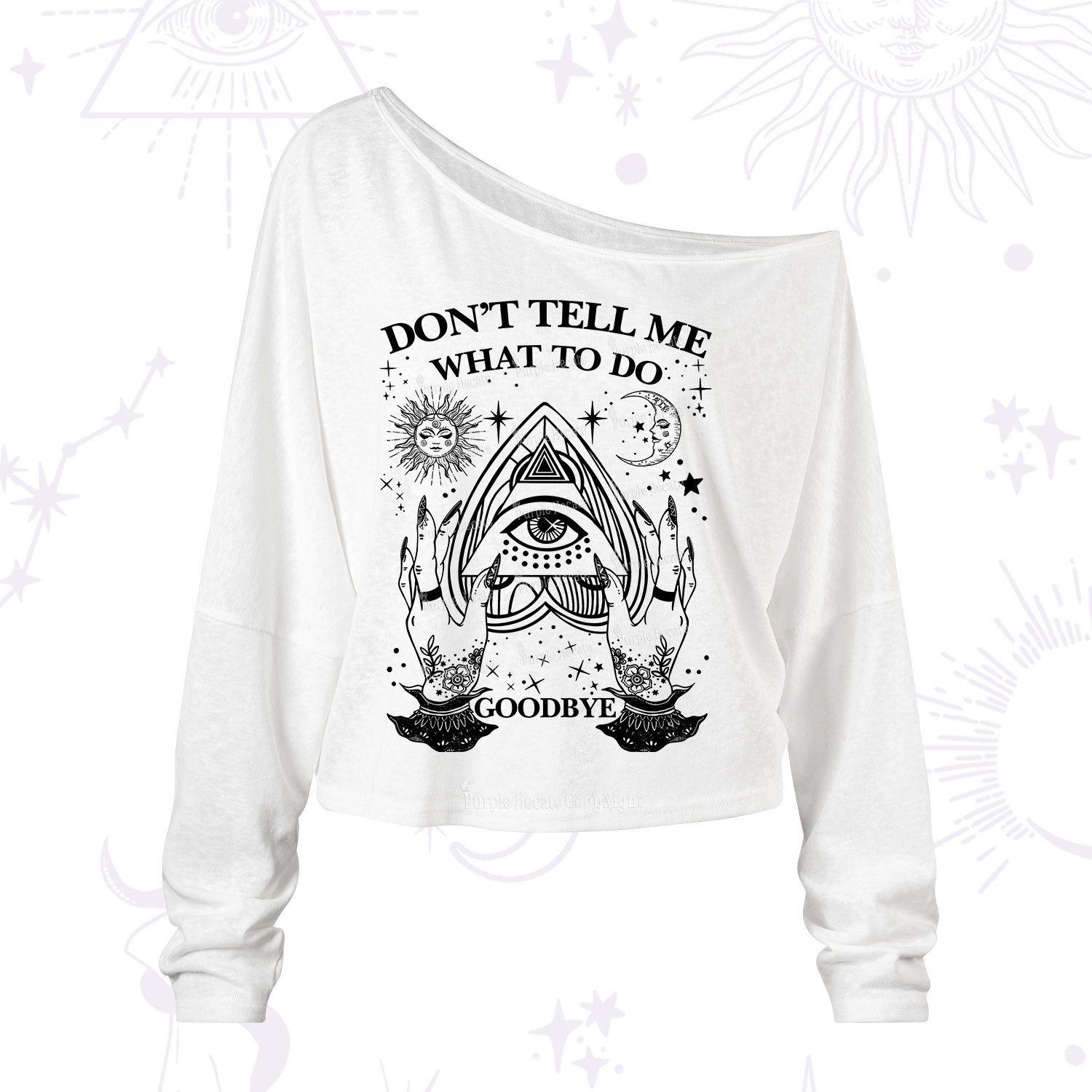 Purplehecate Don't Tell Me What To Do Witch Planchette Eye One Shoulder Long Sleeve Shirt