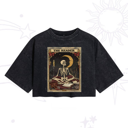 Purplehecate The Reader Tarot Card Washed Cropped T-Shirt