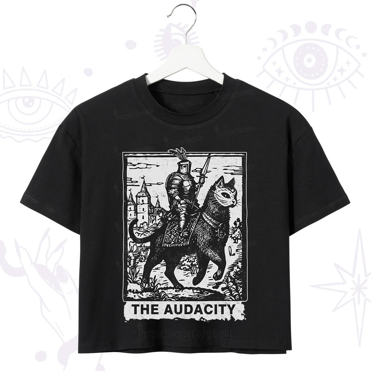 Purplehecate The Audacity Knight Cat Crop T-Shirt