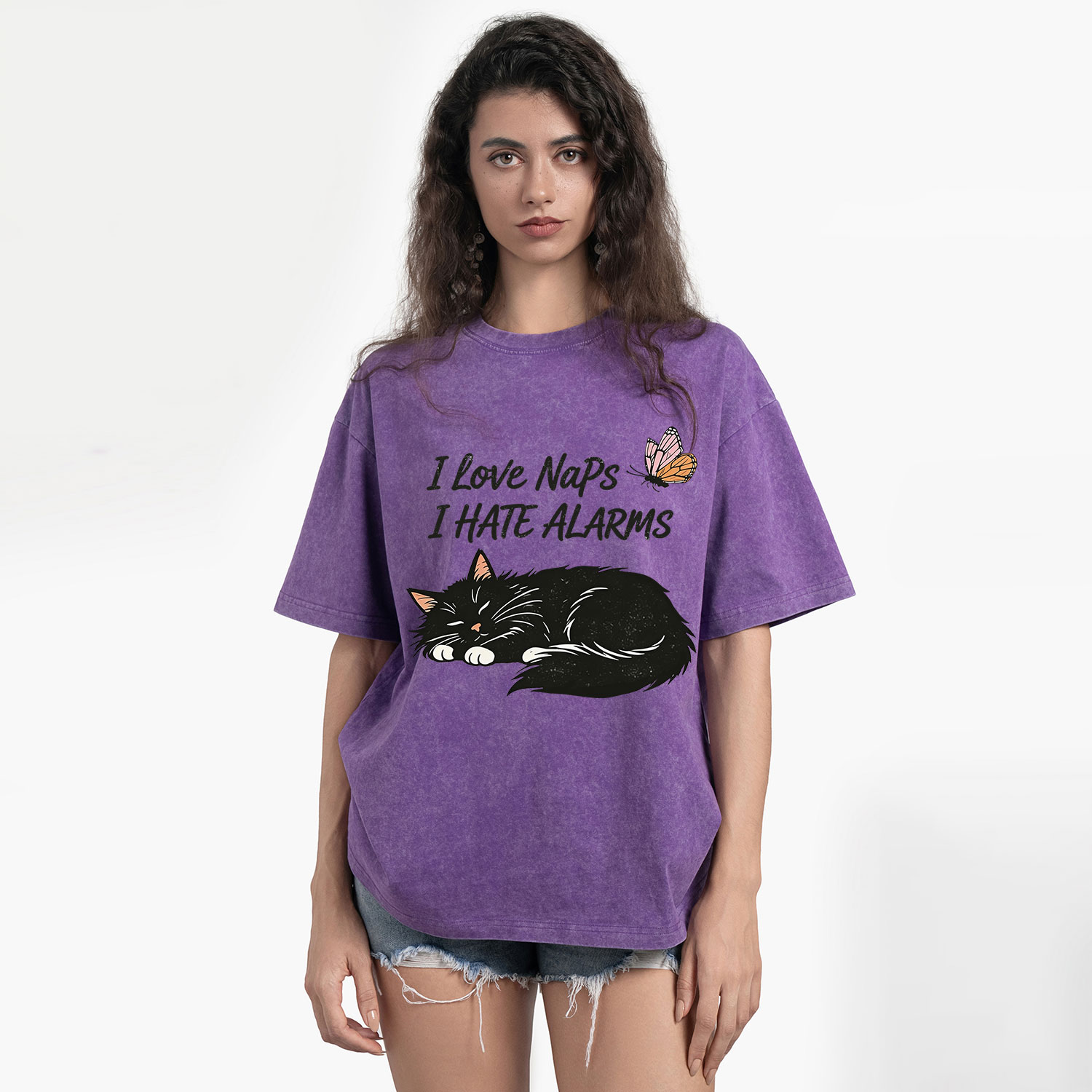 Purplehecate I Love Naps I Hate Alarms Washed T-Shirt