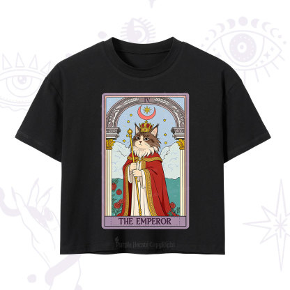 Purplehecate The Emperor Cat Tarot Crop T-Shirt
