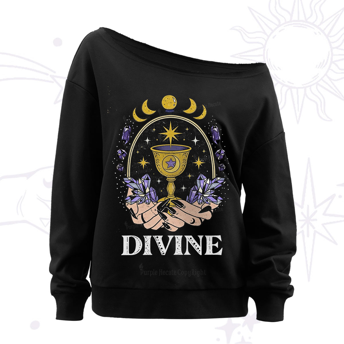 Purplehecate Divine Energy Off The Shoulder Sweatshirt