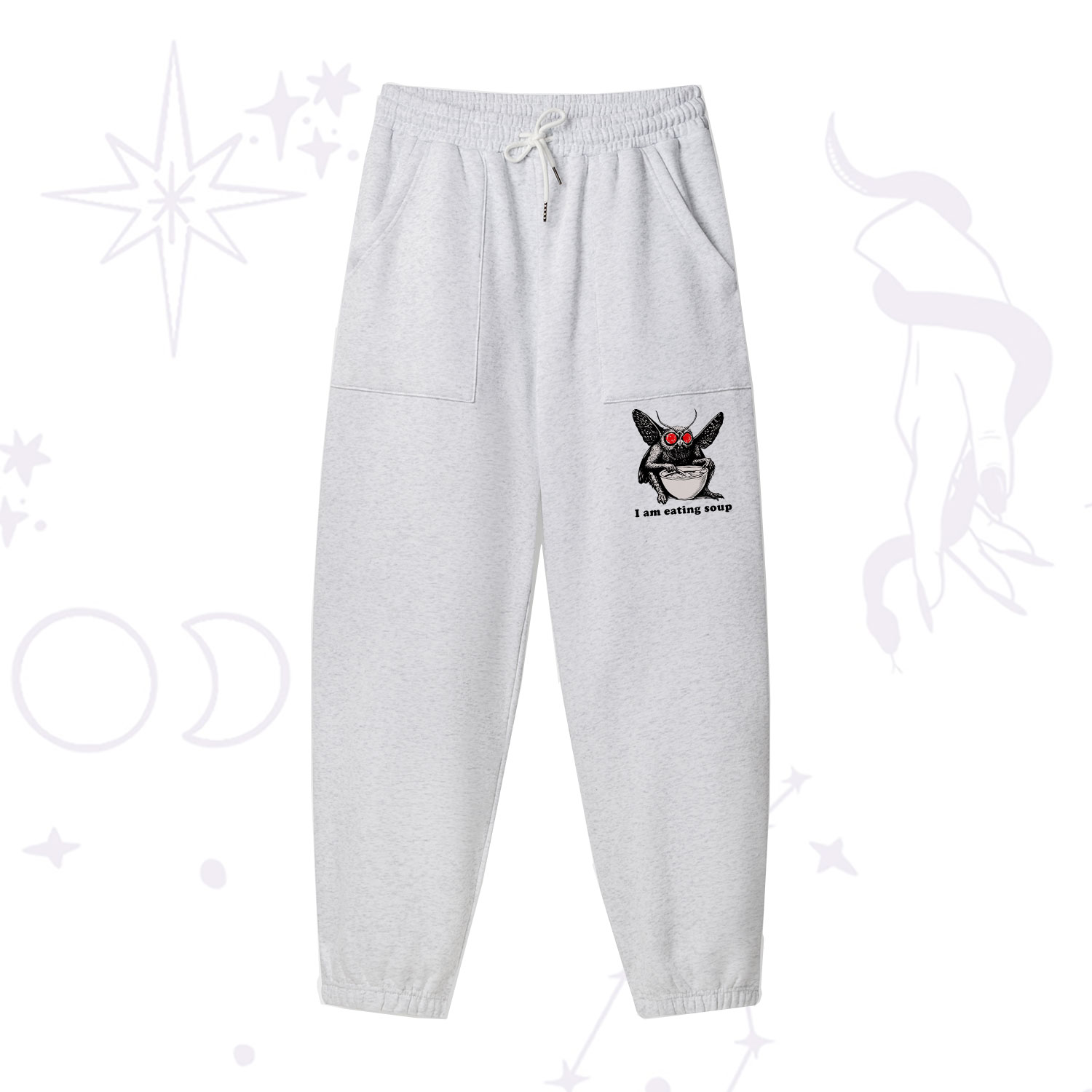 Purplehecate Mothman Eating Soup Fleece Sweatpants