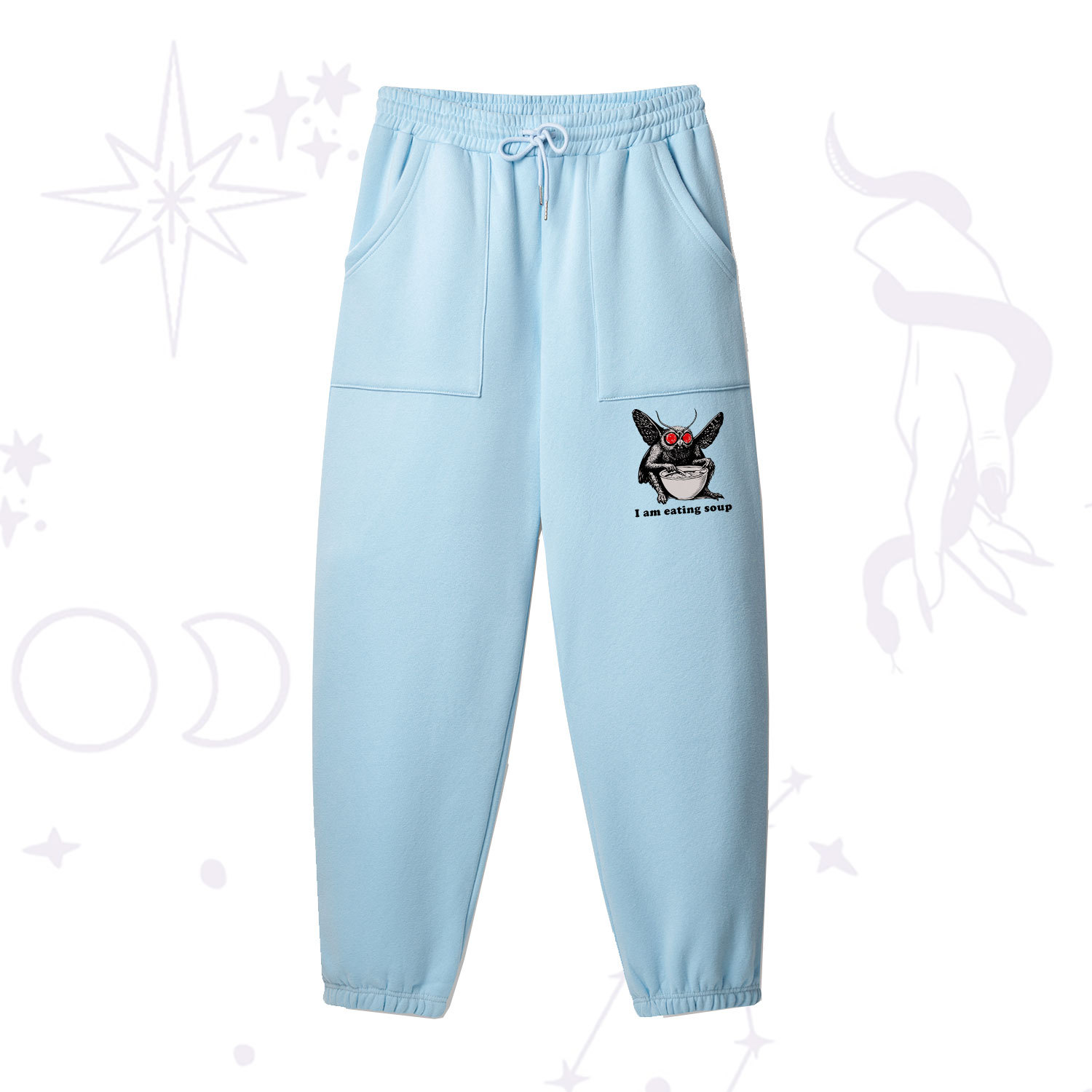Purplehecate Mothman Eating Soup Fleece Sweatpants