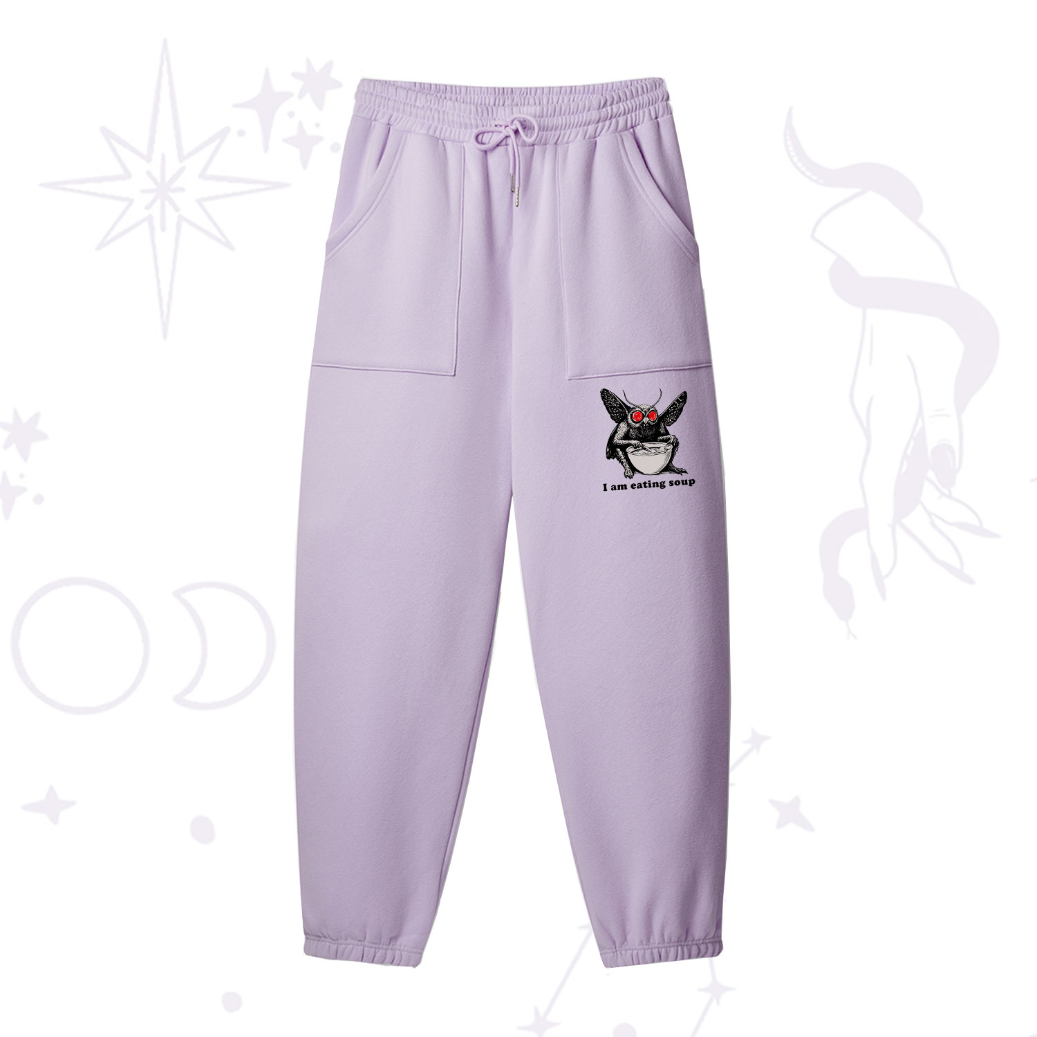 Purplehecate Mothman Eating Soup Fleece Sweatpants