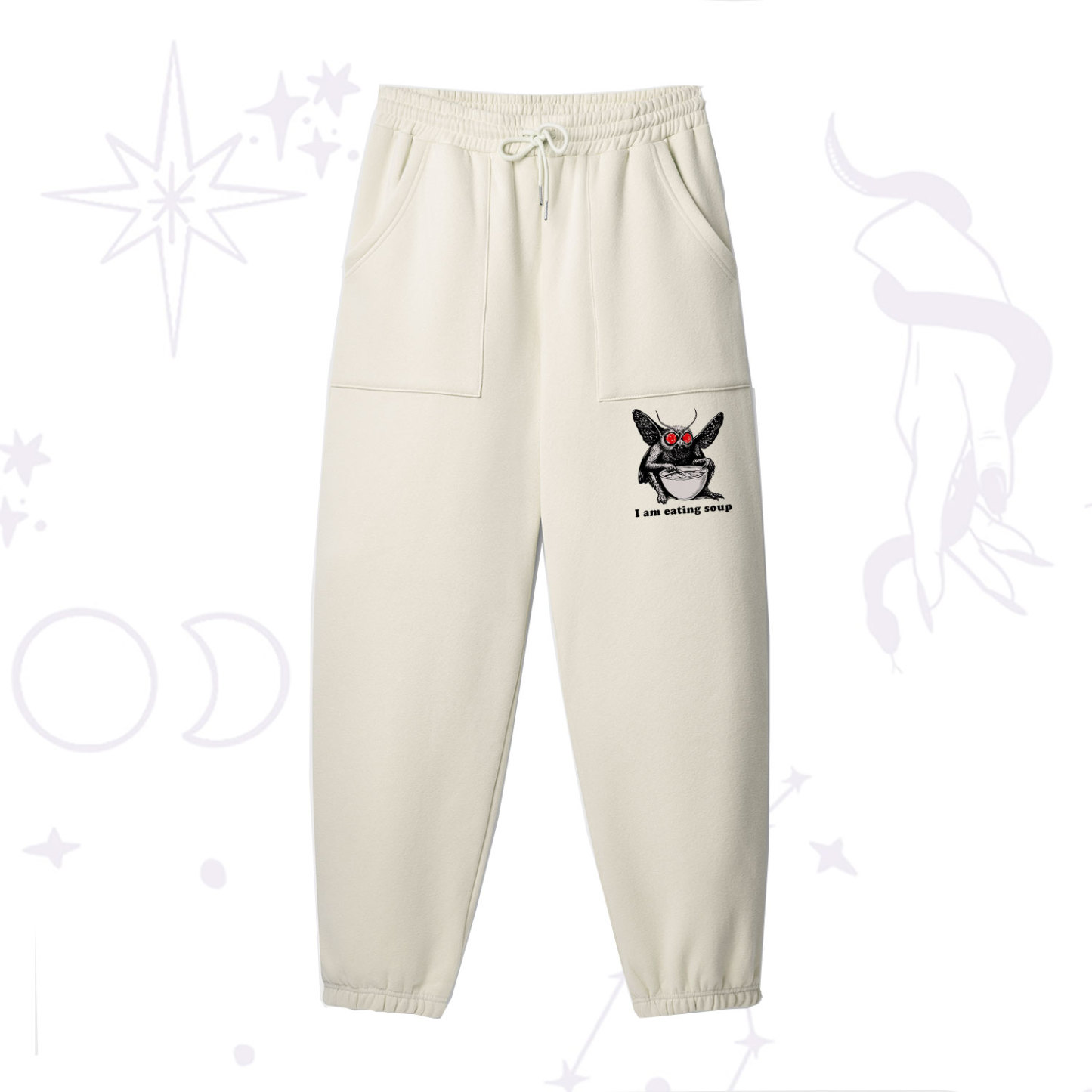 Purplehecate Mothman Eating Soup Fleece Sweatpants