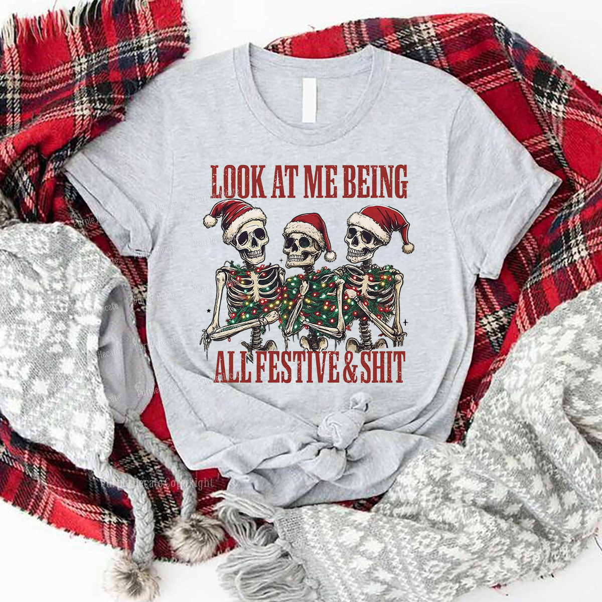 Purplehecate Look At Me Being All Festive And Shit Christmas Couple T-Shirts