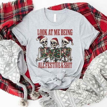 Purplehecate Look At Me Being All Festive And Shit Christmas Couple T-Shirts