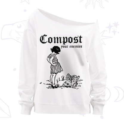 Purplehecate Compost Your Enemies Off The Shoulder Sweatshirt