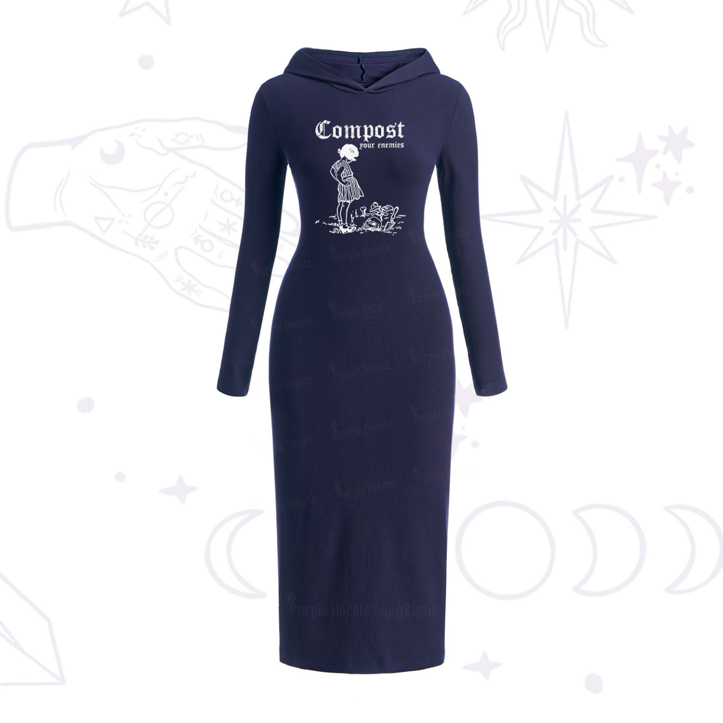 Purplehecate Compost Your Enemies Hooded Knit Dress