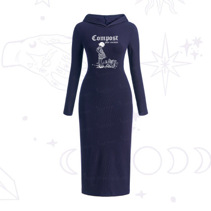 Purplehecate Compost Your Enemies Hooded Knit Dress