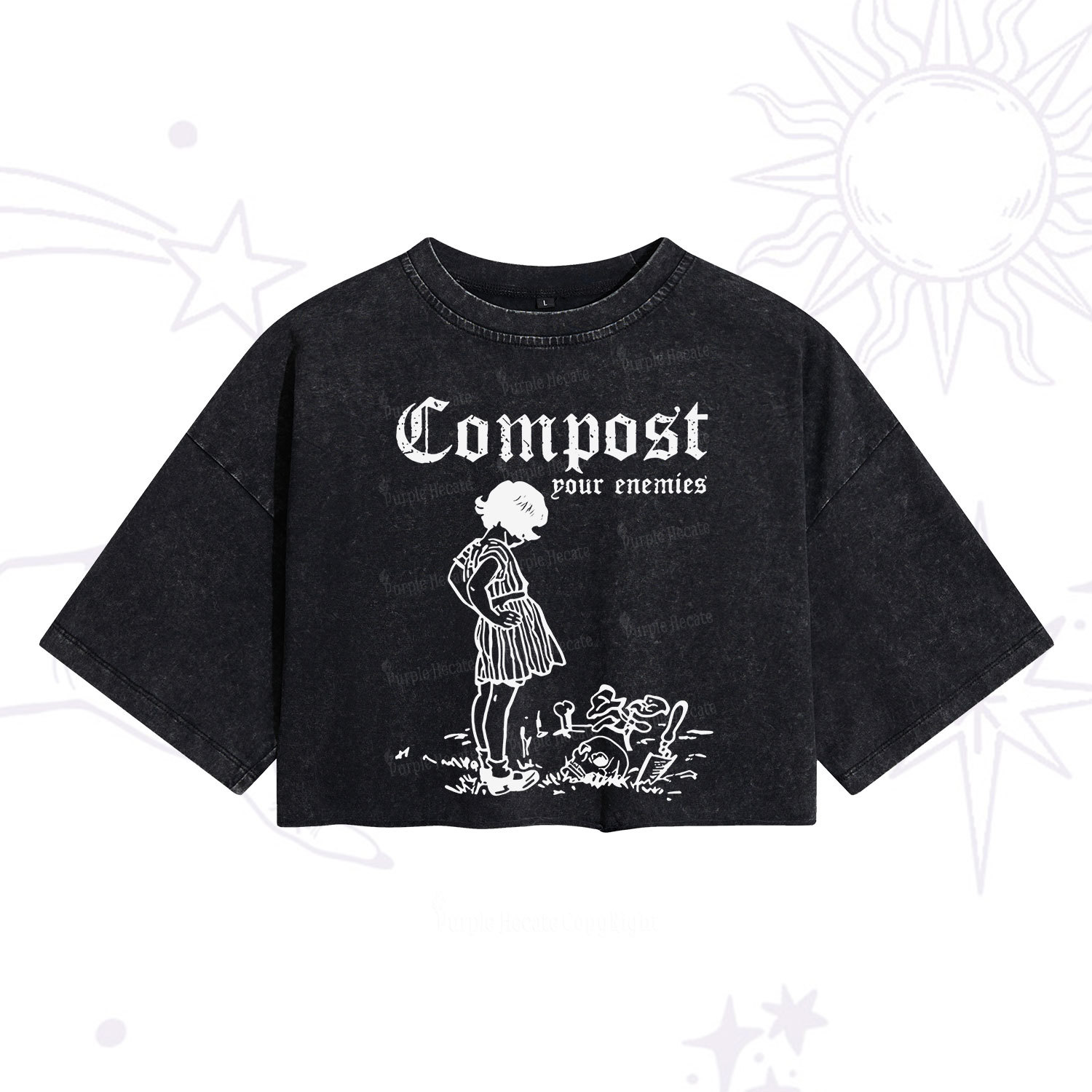 Purplehecate Compost Your Enemies Washed Cropped T-Shirt