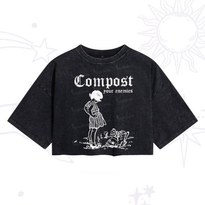 Purplehecate Compost Your Enemies Washed Cropped T-Shirt