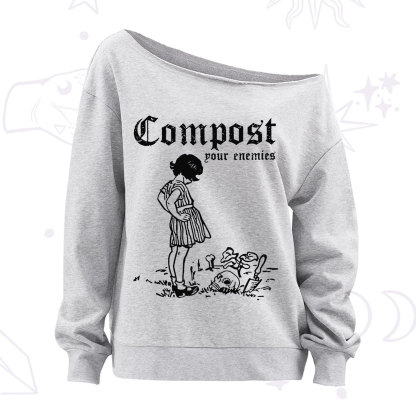 Purplehecate Compost Your Enemies Off The Shoulder Sweatshirt