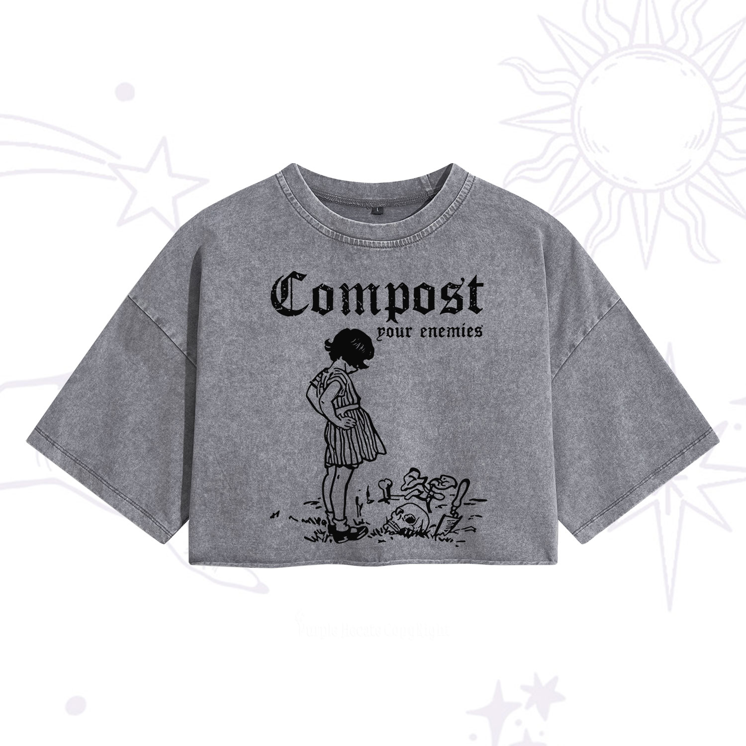 Purplehecate Compost Your Enemies Washed Cropped T-Shirt