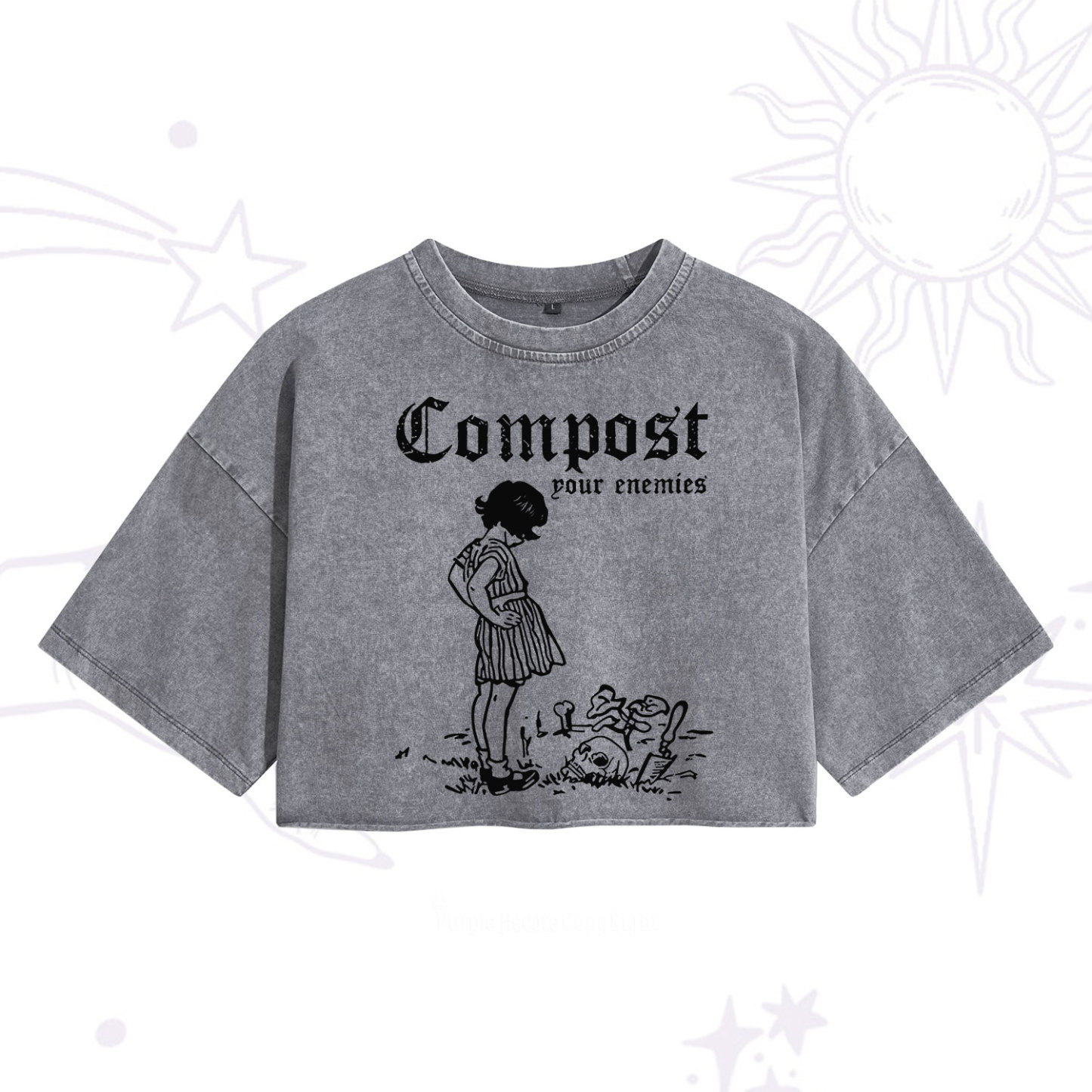 Purplehecate Compost Your Enemies Washed Cropped T-Shirt