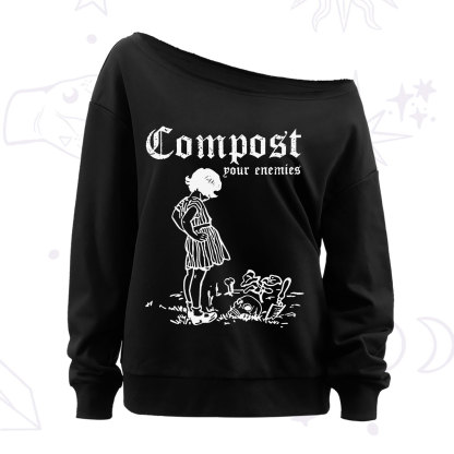 Purplehecate Compost Your Enemies Off The Shoulder Sweatshirt