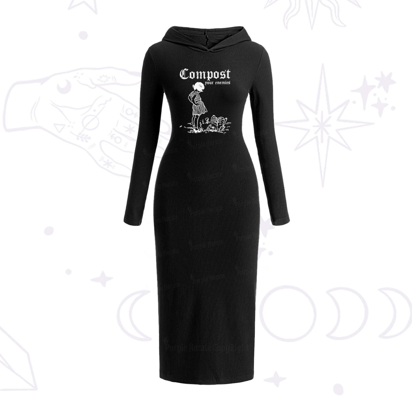 Purplehecate Compost Your Enemies Hooded Knit Dress