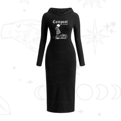 Purplehecate Compost Your Enemies Hooded Knit Dress