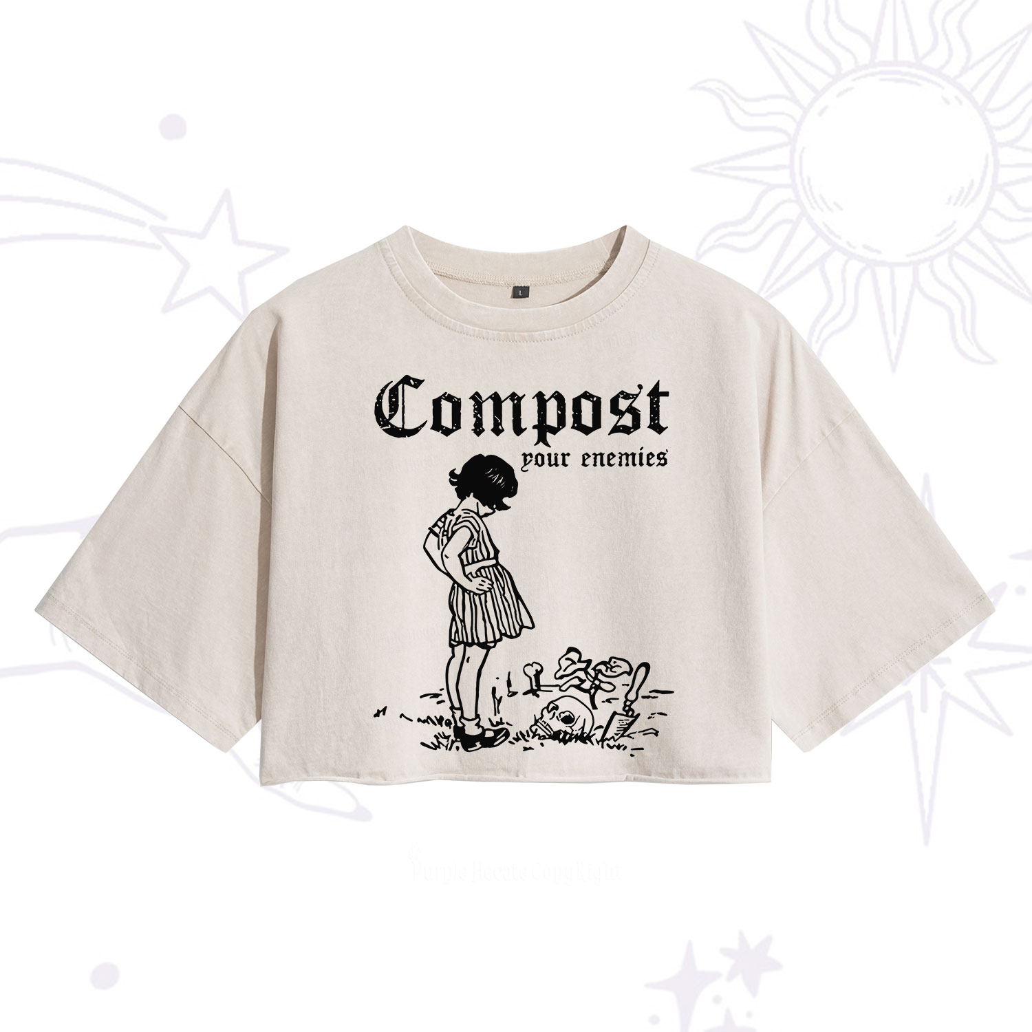 Purplehecate Compost Your Enemies Washed Cropped T-Shirt