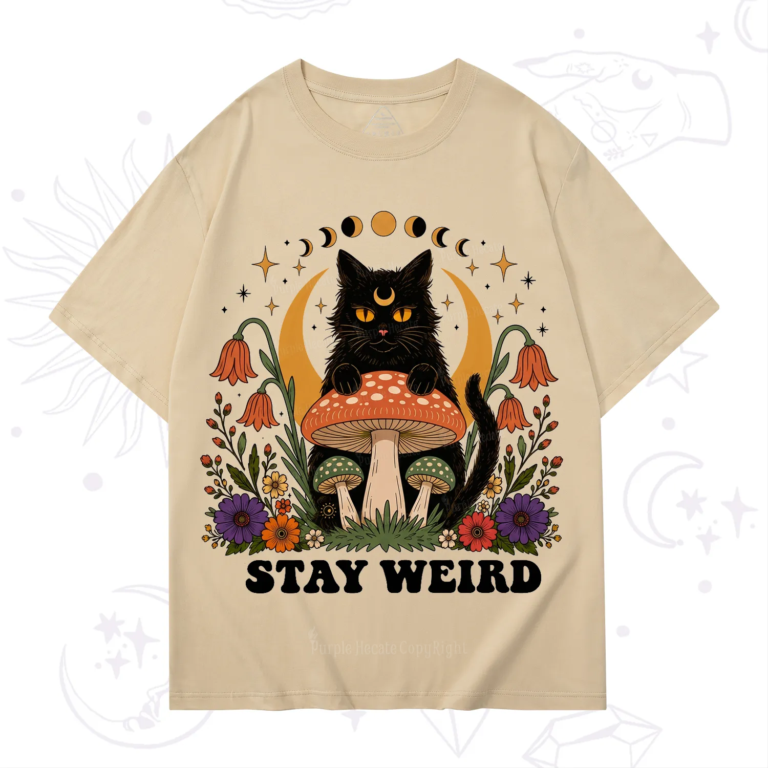 Purplehecate Stay Weird Black Cat T-Shirt