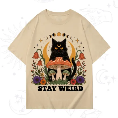 Purplehecate Stay Weird Black Cat T-Shirt