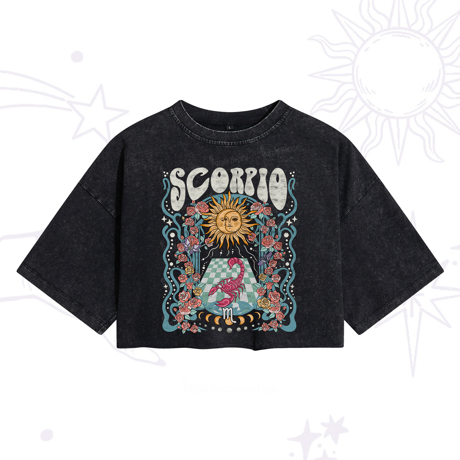 [Copy]Purplehecate Scorpio Zodiac Washed Cropped T-Shirt