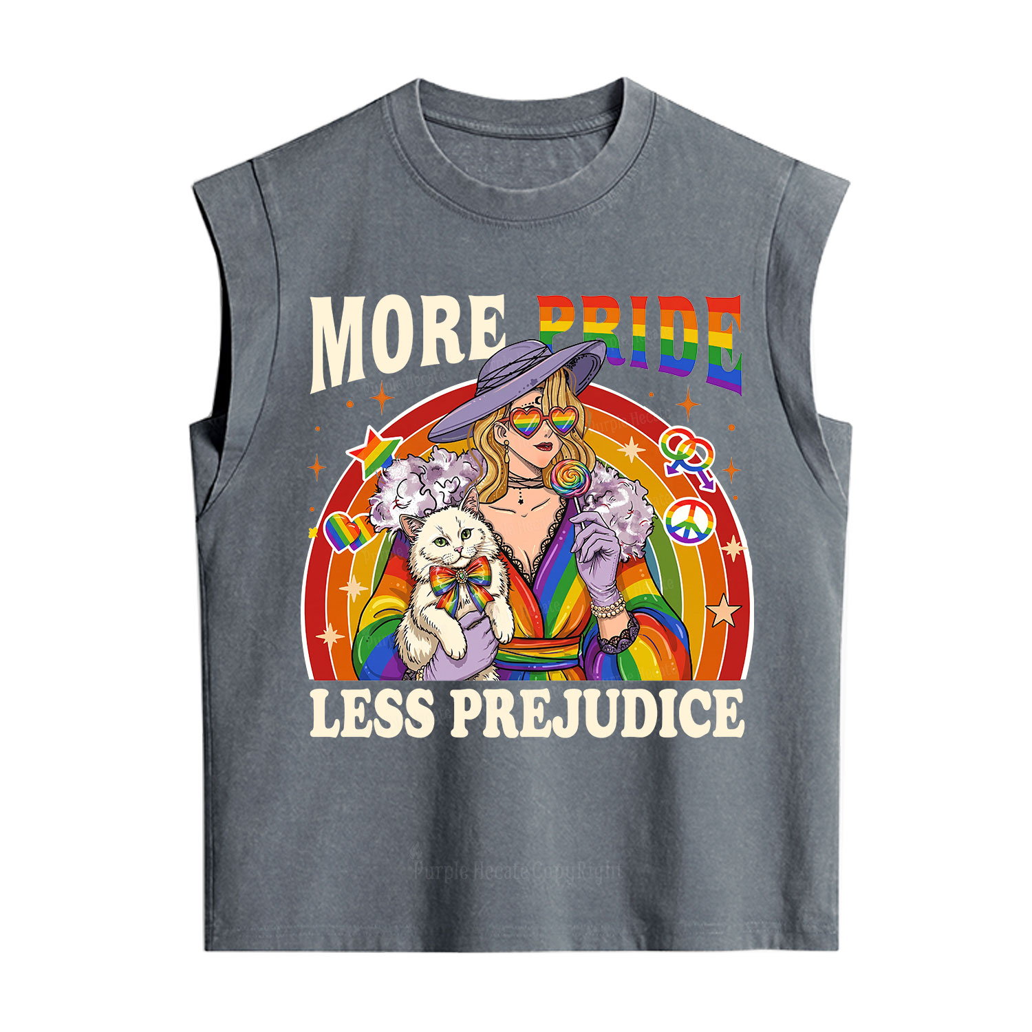 Purplehecate More Pride Less Prejudice Rainbow Vintage Washed Tank