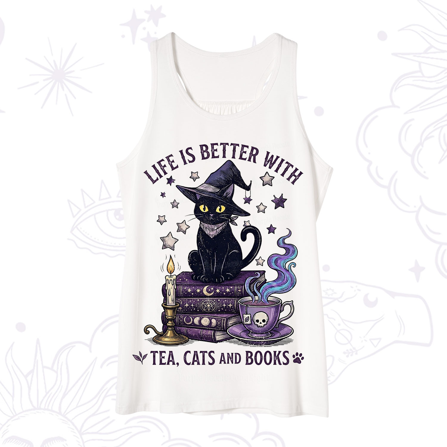 Purplehecate Life Is Better With Cats And Books Tank