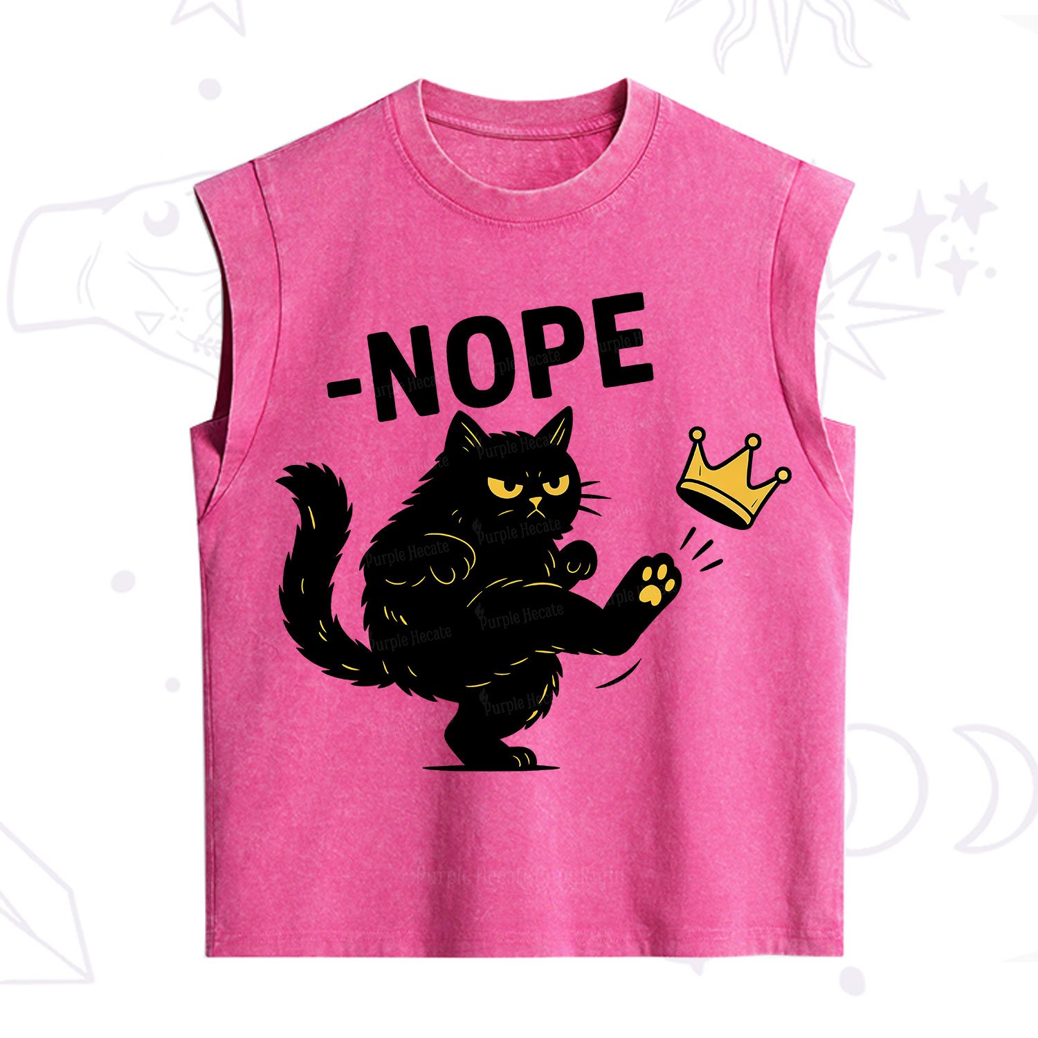 Purplehecate No Kings Black Cat Vintage Washed Tank