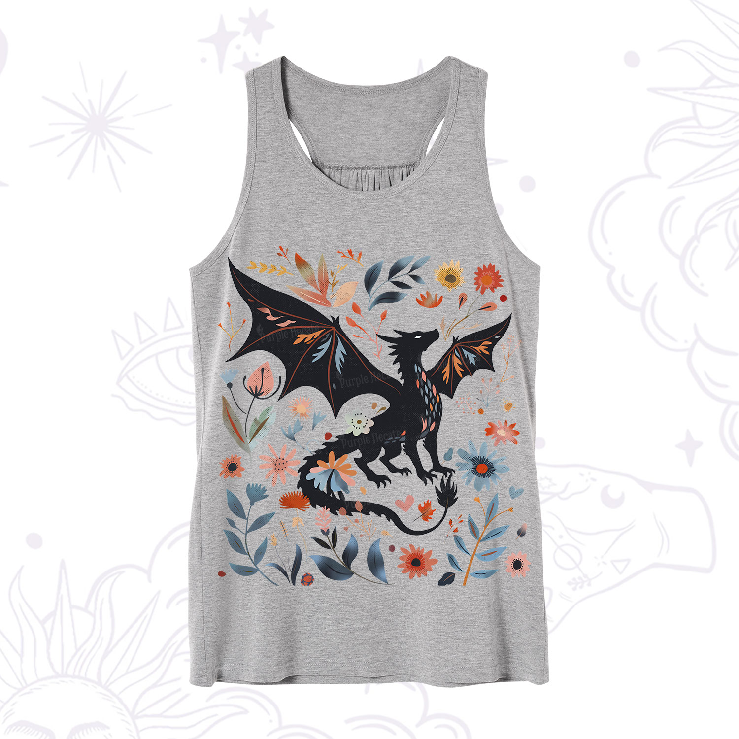 Purplehecate Vintage Fantasy Wyvern Bookish Tank