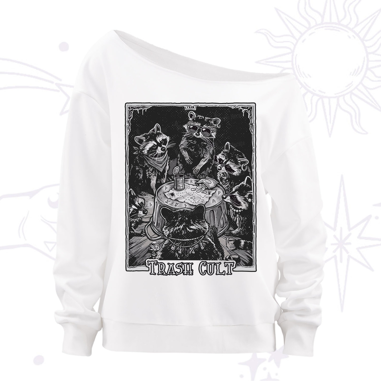 Purplehecate Trash Cult Raccoon Off The Shoulder Sweatshirt