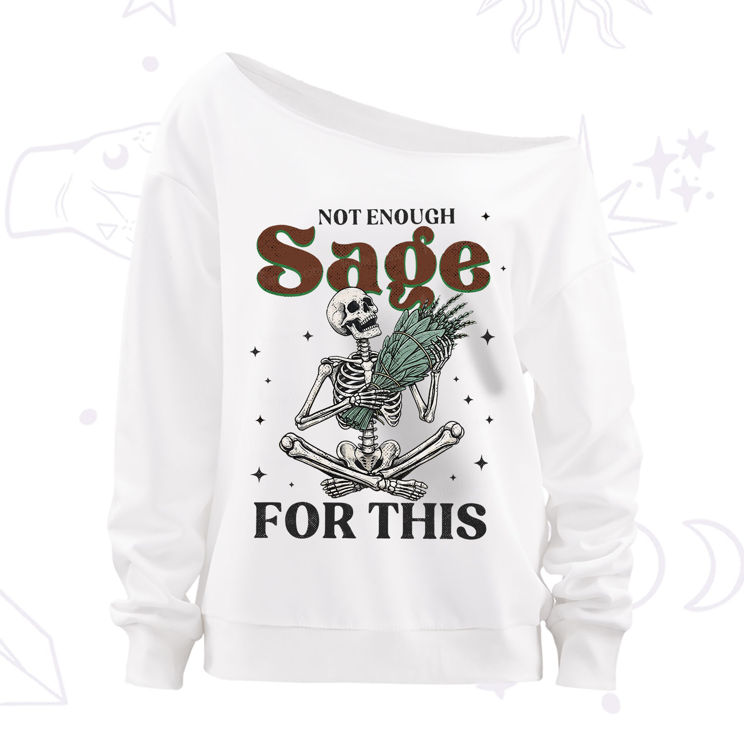 Purplehecate Not Enough Sage Sarcastic Spiritual Off The Shoulder Sweatshirt
