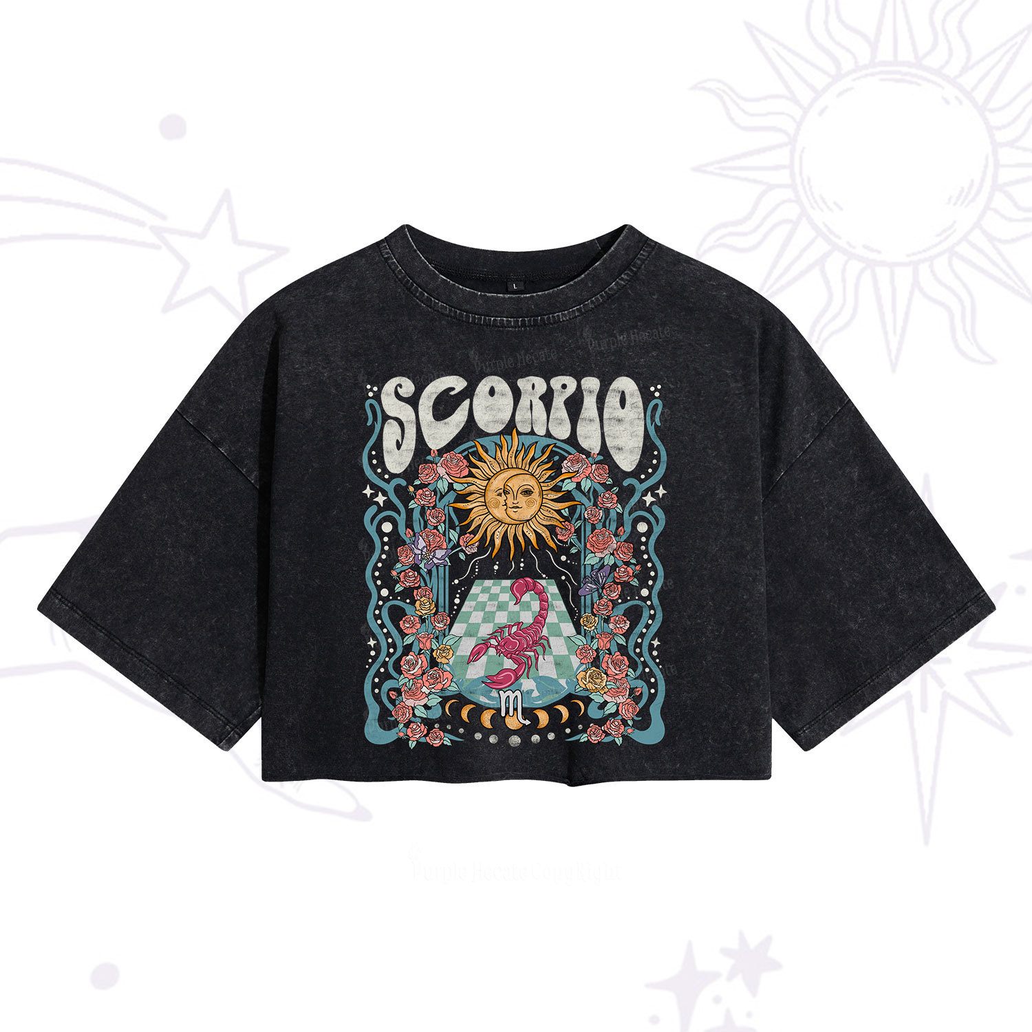 [Copy]Purplehecate Scorpio Zodiac Washed Cropped T-Shirt