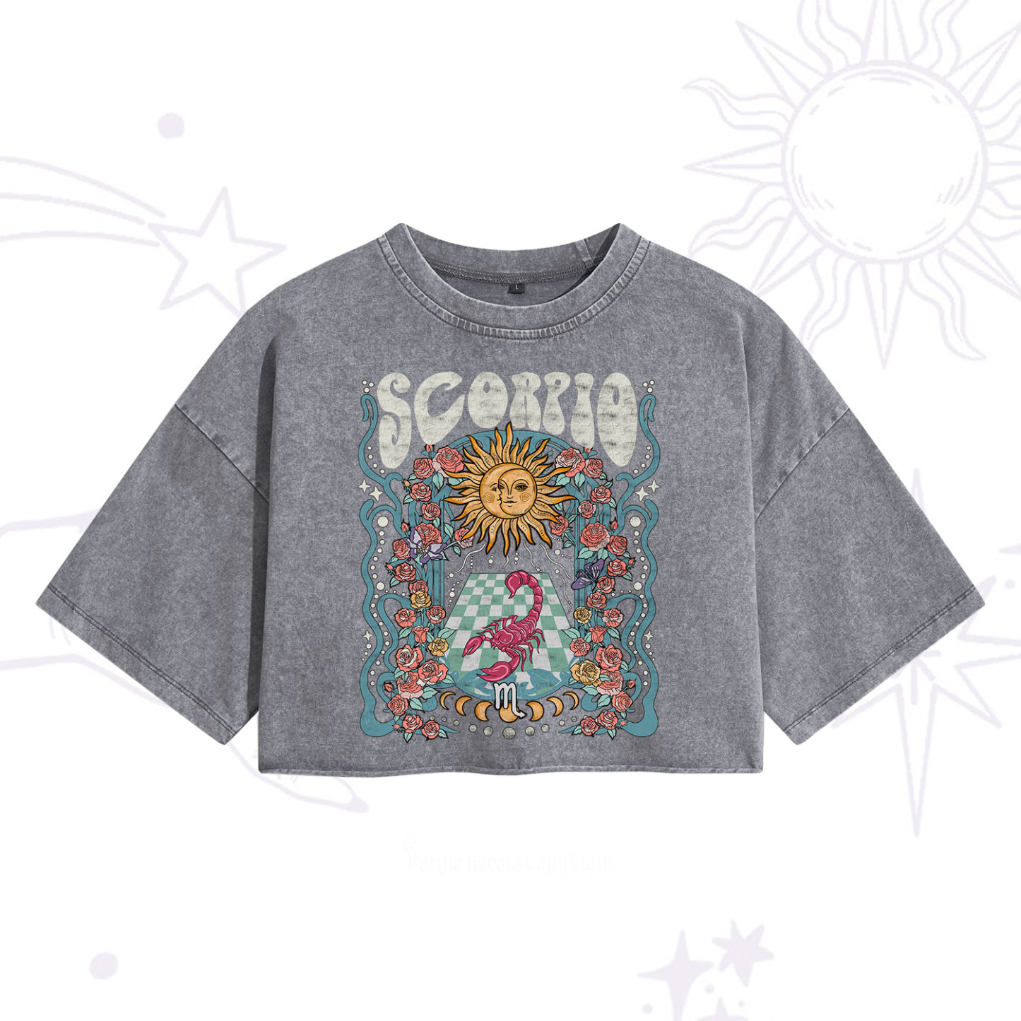 [Copy]Purplehecate Scorpio Zodiac Washed Cropped T-Shirt
