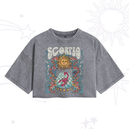[Copy]Purplehecate Scorpio Zodiac Washed Cropped T-Shirt