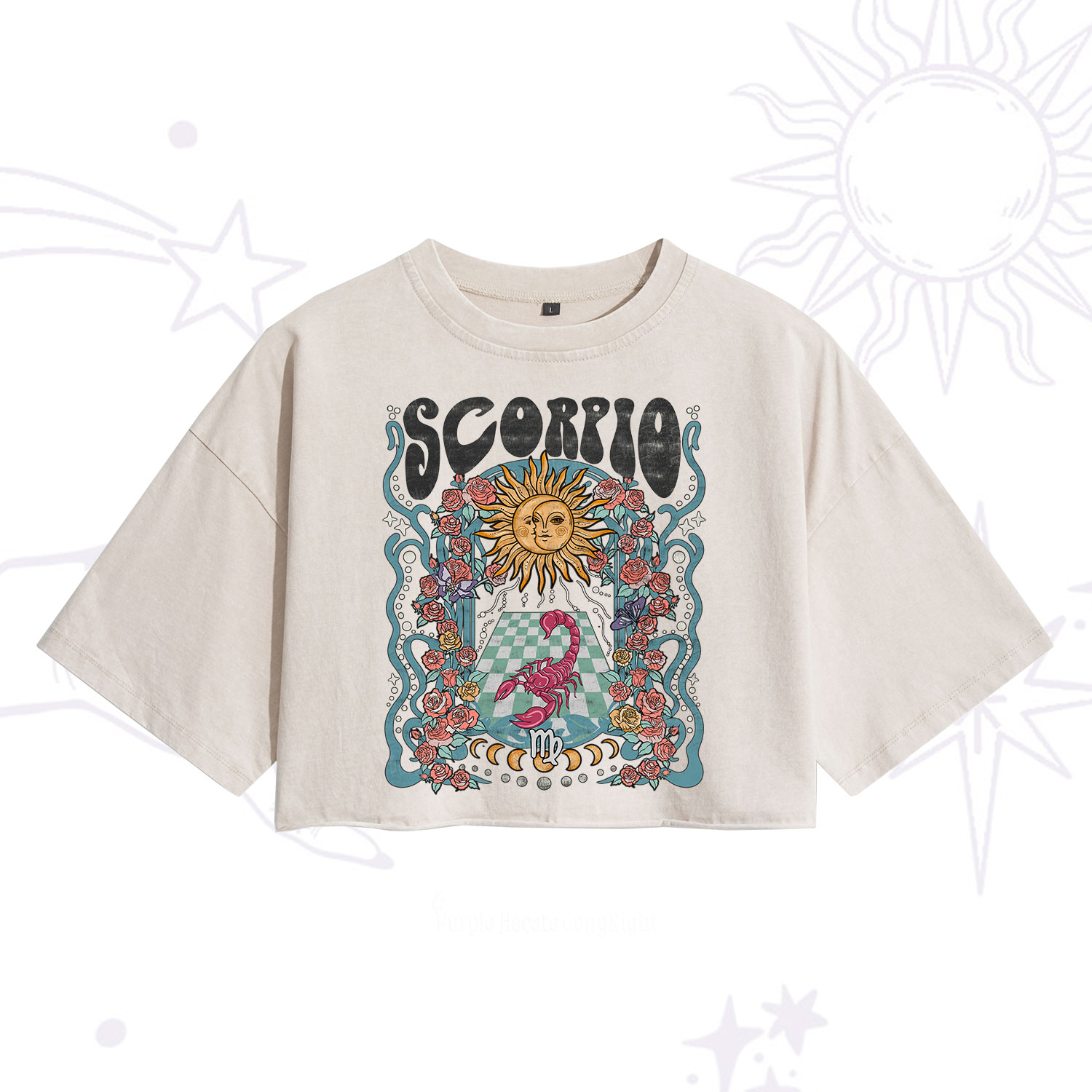 [Copy]Purplehecate Scorpio Zodiac Washed Cropped T-Shirt
