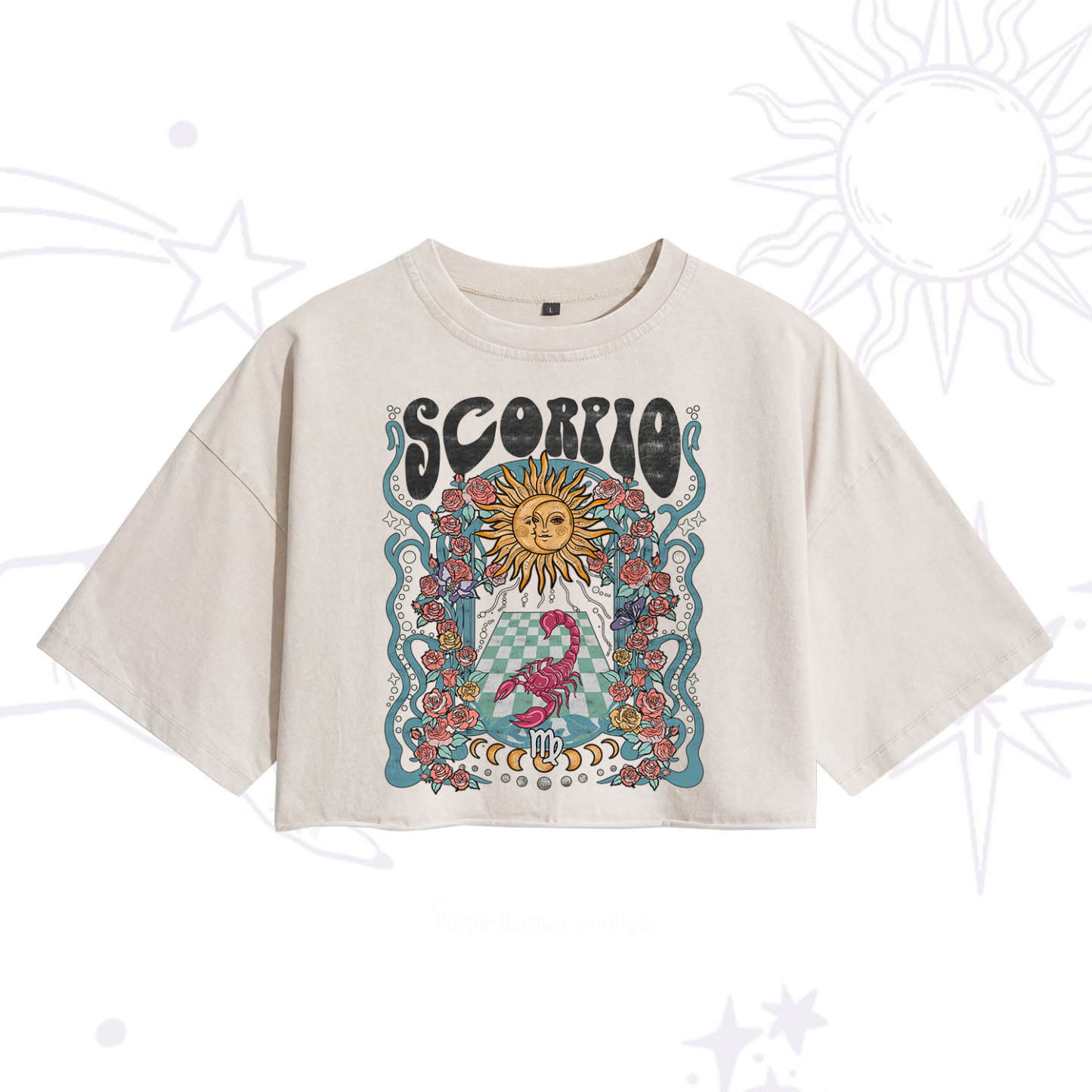 [Copy]Purplehecate Scorpio Zodiac Washed Cropped T-Shirt