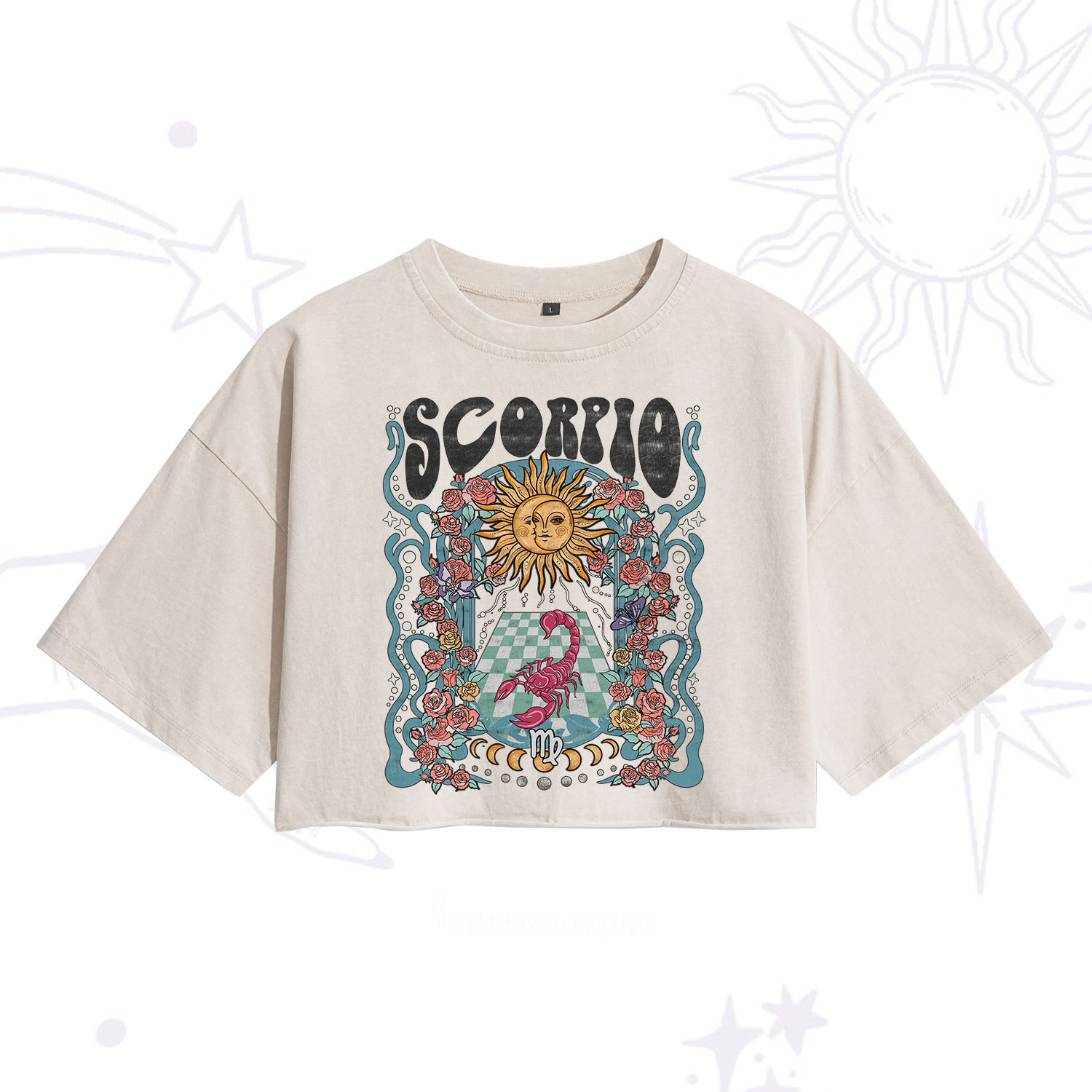 [Copy]Purplehecate Scorpio Zodiac Washed Cropped T-Shirt