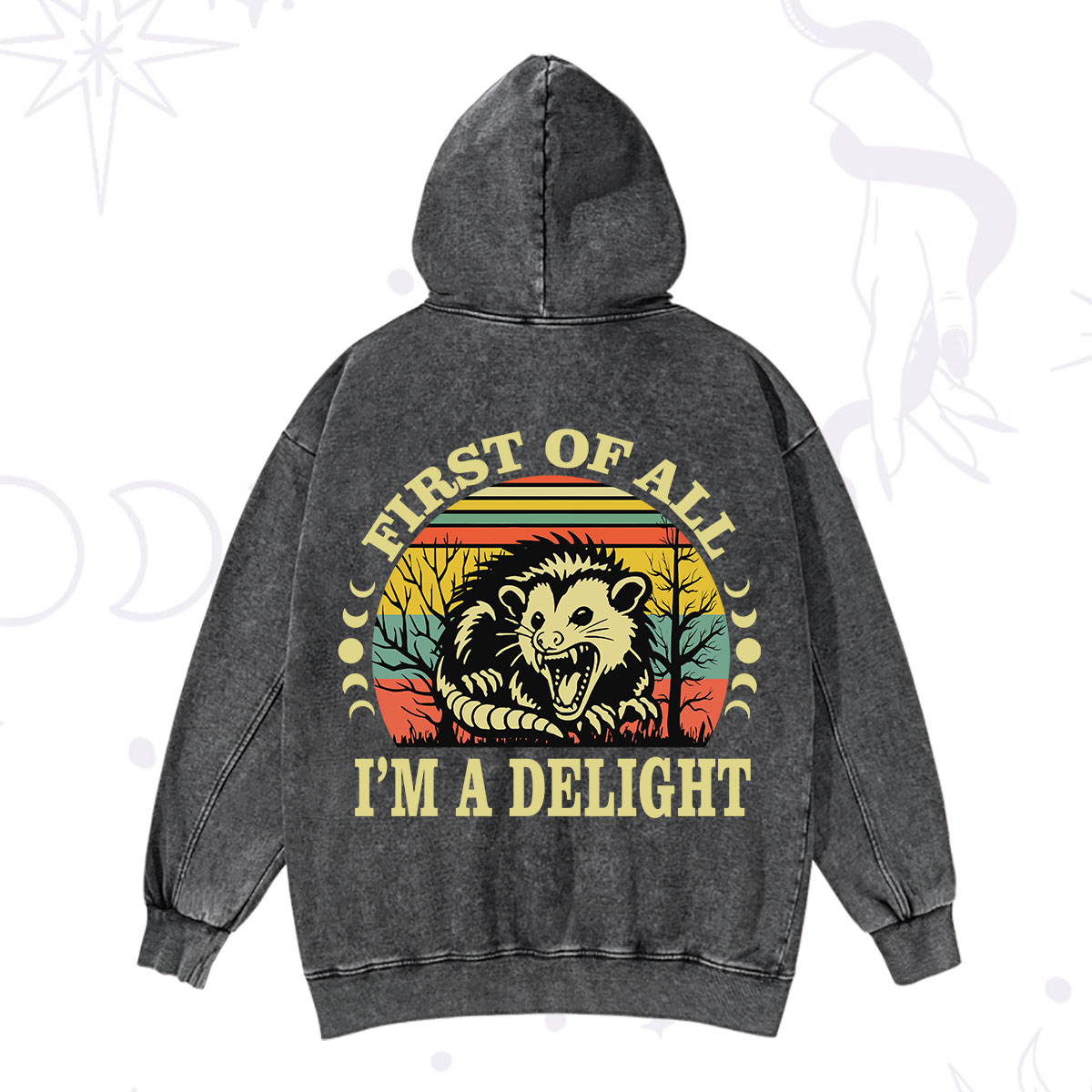 Purplehecate First Of All I'm A Delightful Opossum Washed Hoodie