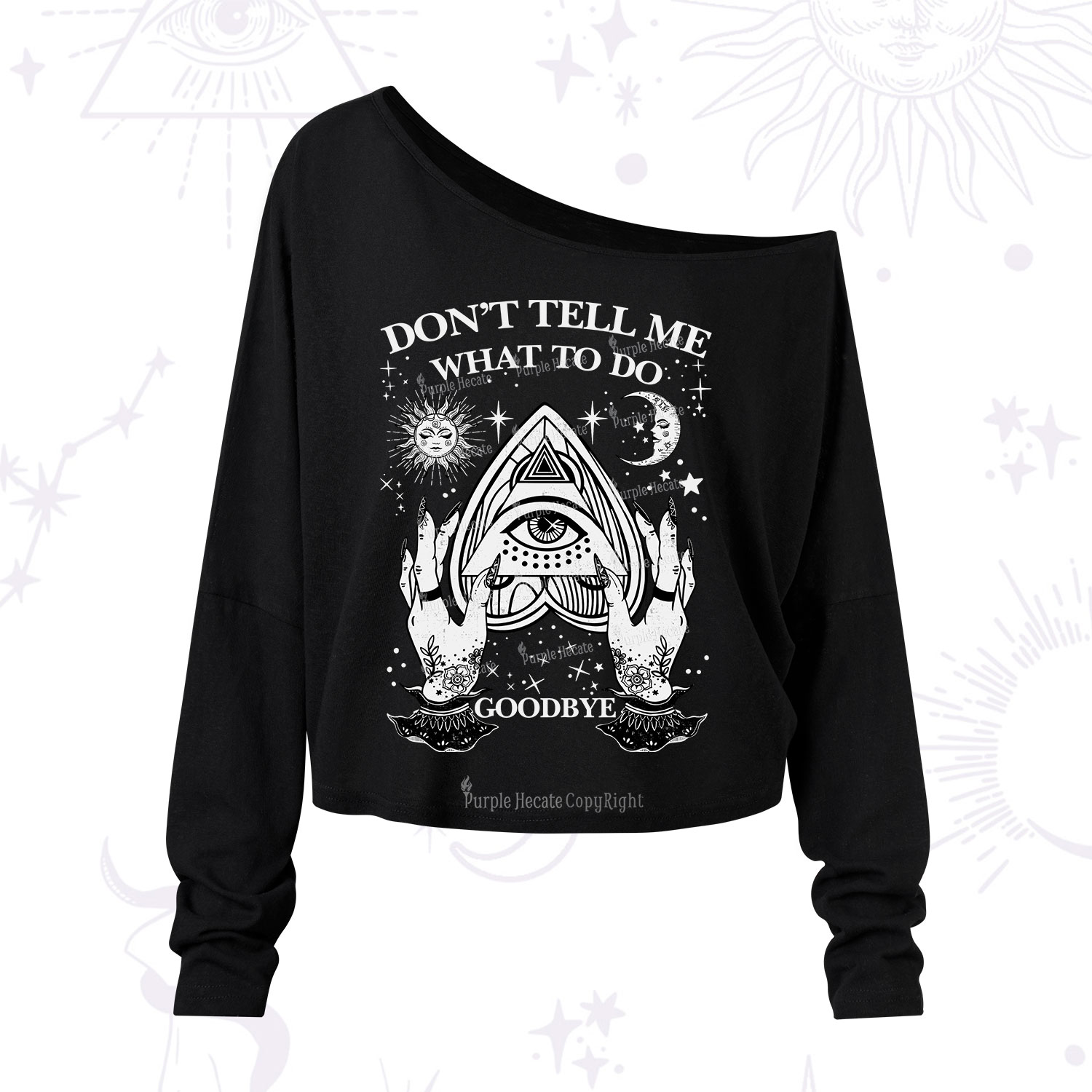 Purplehecate Don't Tell Me What To Do Witch Planchette Eye One Shoulder Long Sleeve Shirt