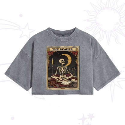 Purplehecate The Reader Tarot Card Washed Cropped T-Shirt