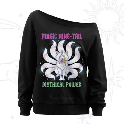 Purplehecate Magic Nine Tail Cat Off The Shoulder Sweatshirt