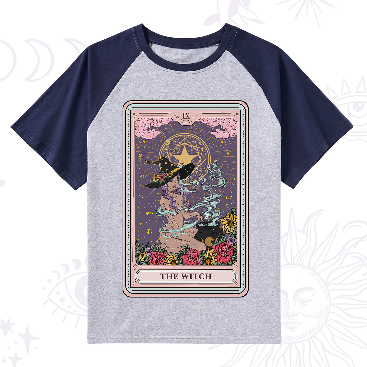 Purplehecate The Witch Tarot Raglan Short Sleeve T‑Shirt